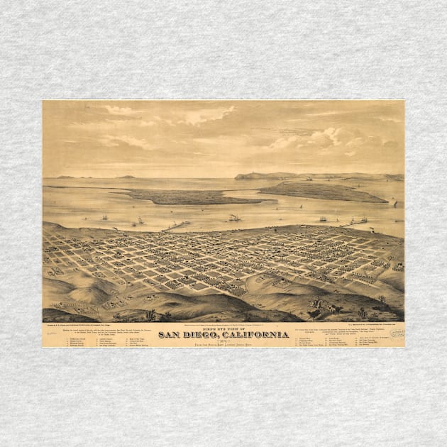 Vintage Pictorial Map of San Diego (1876) by Bravuramedia